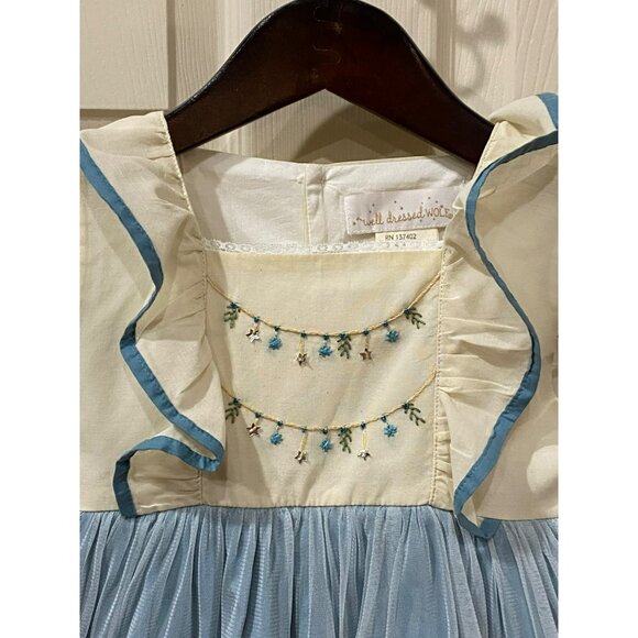 Well Dressed Wolf Girls Oh Holy Night 4T Blue & Cream Dress - Picture 5 of 8